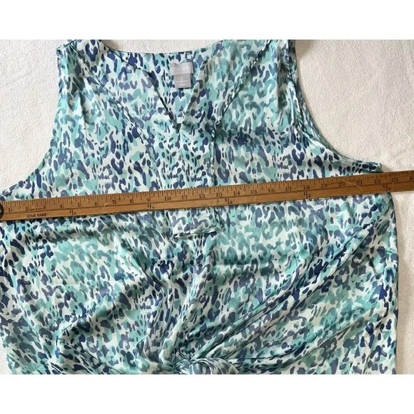 Chicos tank tie up 2 US 12/14 blue green animal print casual - Picture 9 of 10